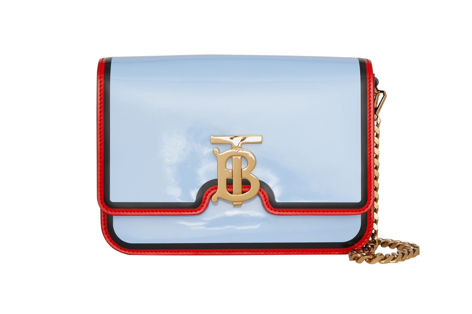 Burberry Small Painted Edge Leather TB Bag Pale Blue