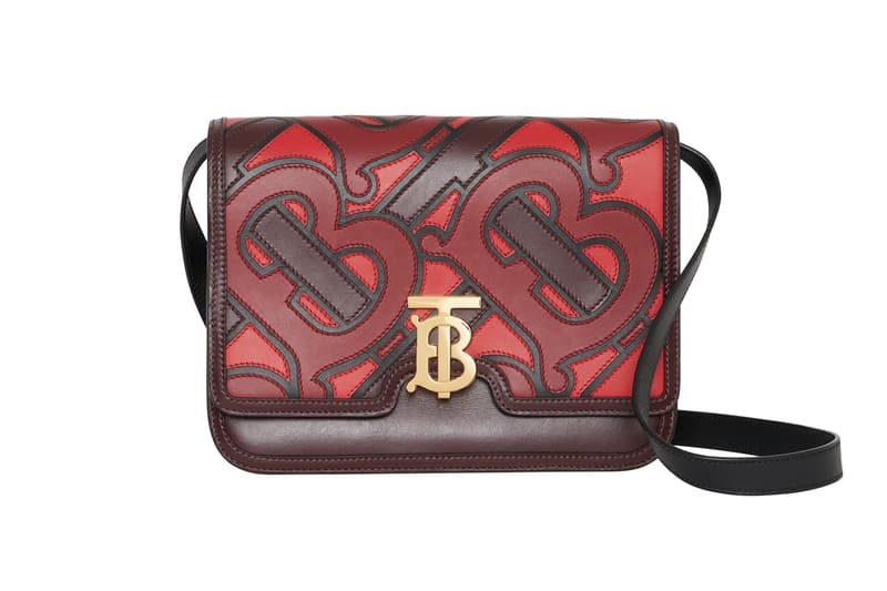 Burberry Medium Monogram Applique Leather TB Bag Oxblood