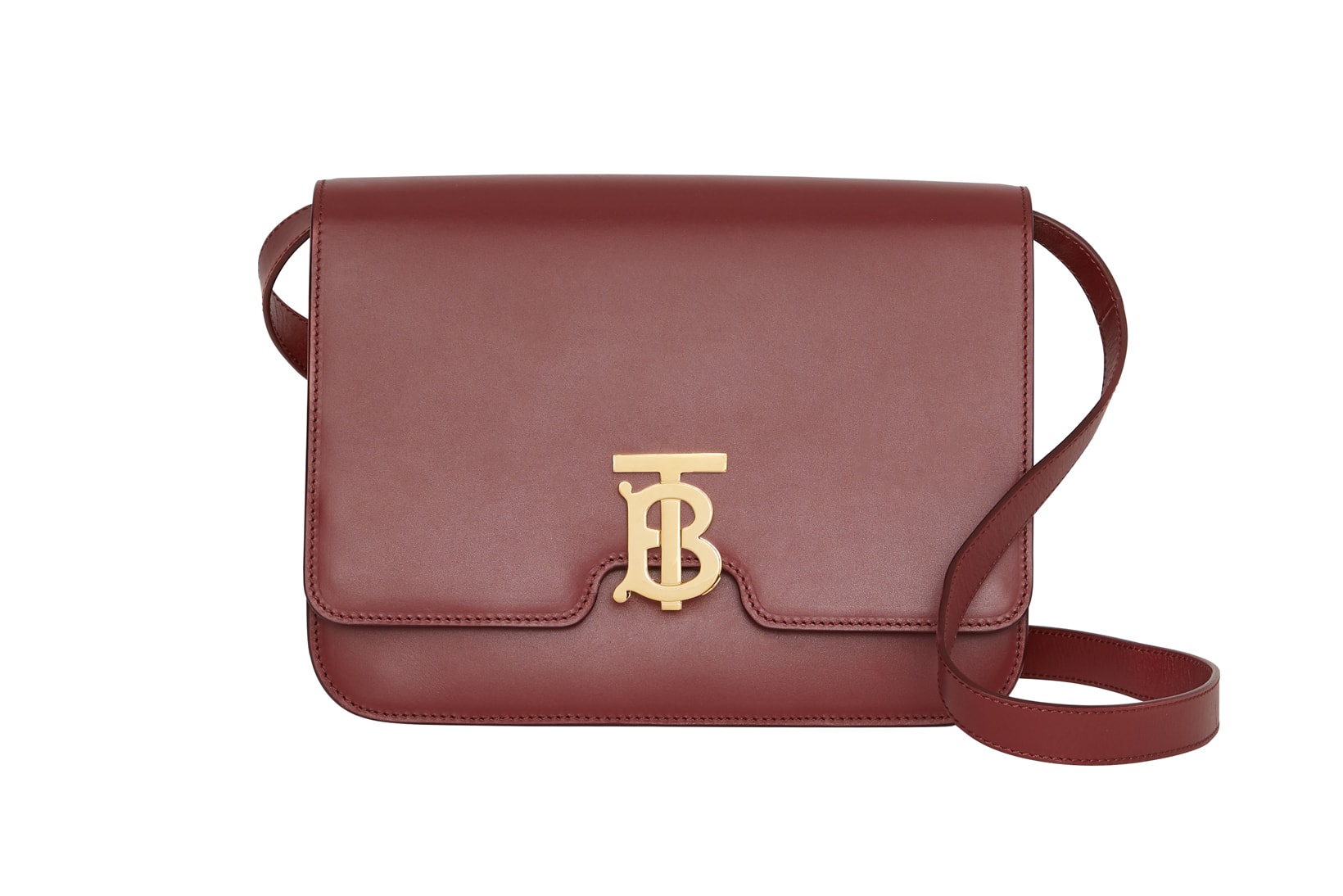 Burberry Small Leather TB Bag Crimson