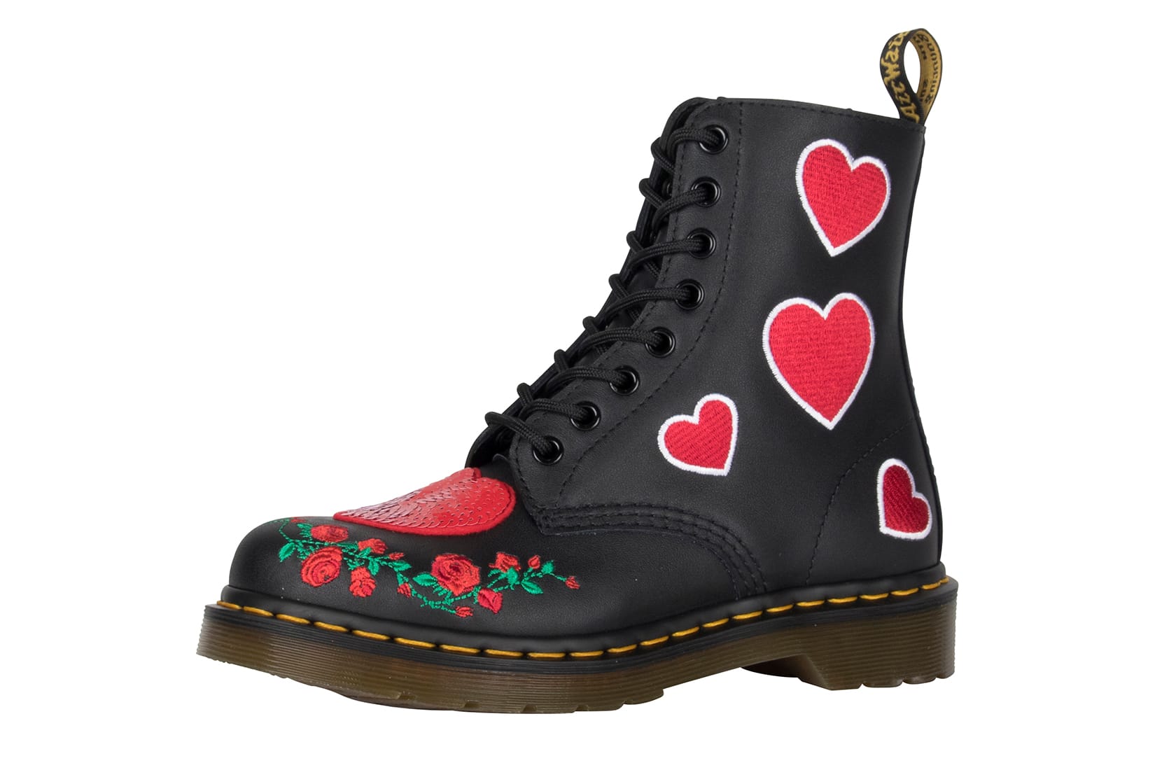 black and pink doc martens