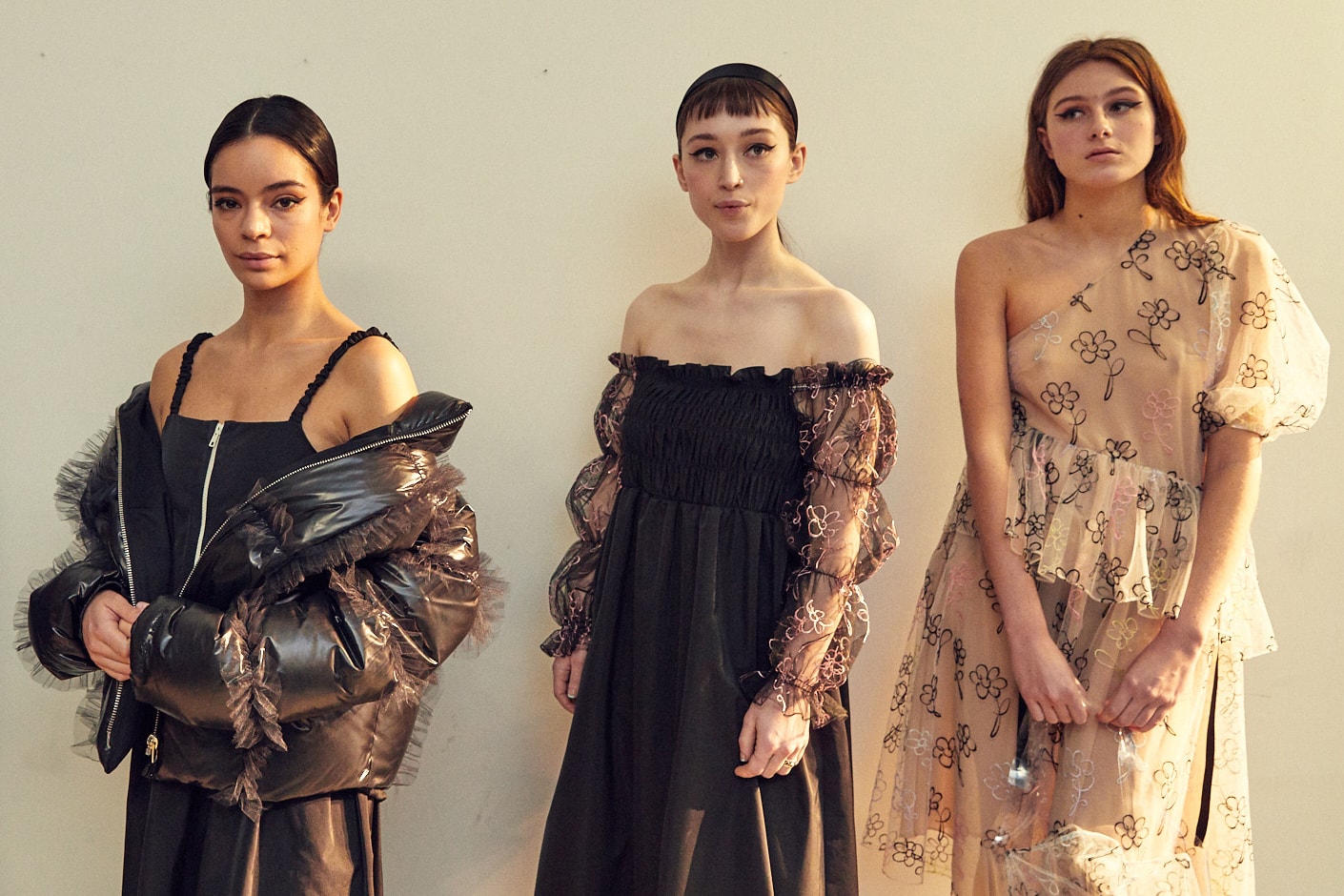 Sandy Liang Fall Winter 2019 New York Fashion Week Dresses Black Cream Floral