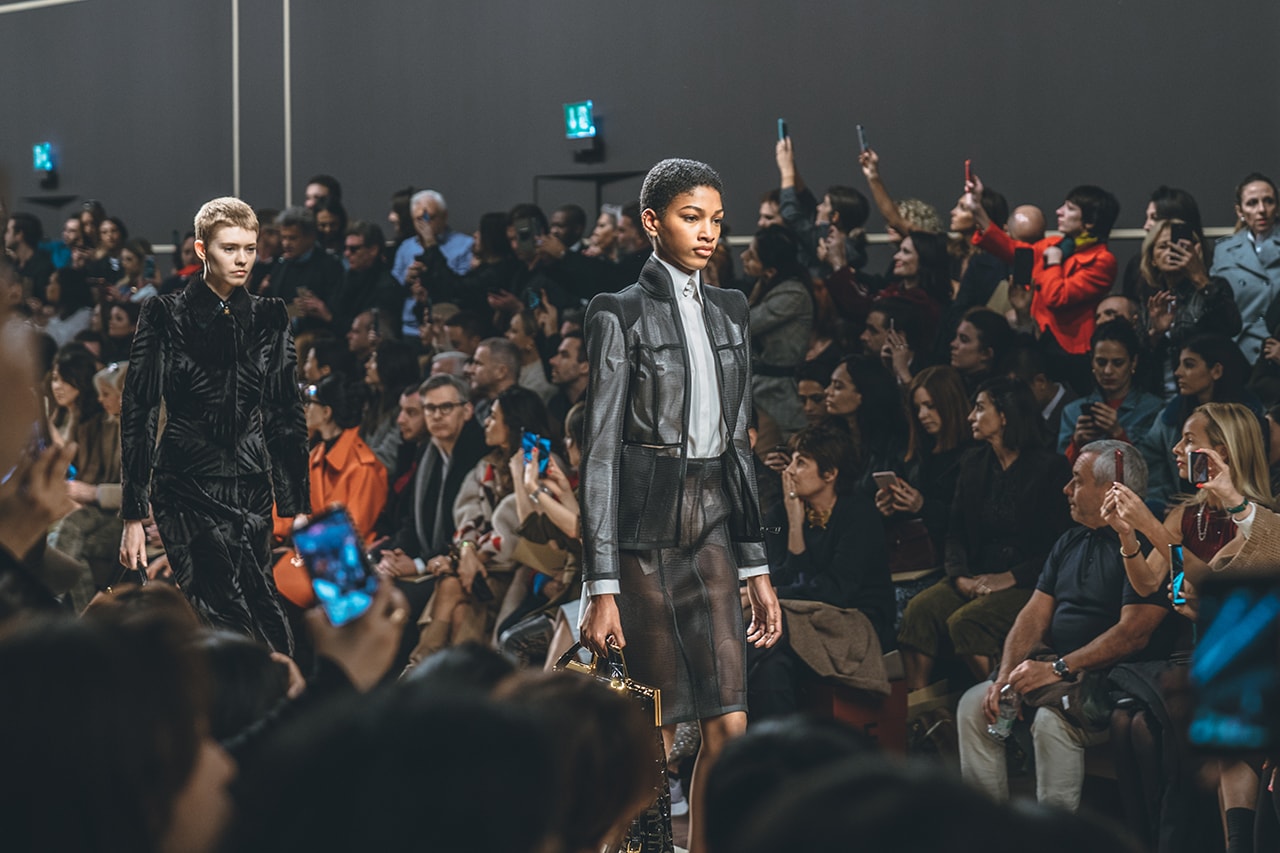 karl lagerfeld fall winter 2019 fw19 milan fashion week final last runway show finale models black leather jacket skirt