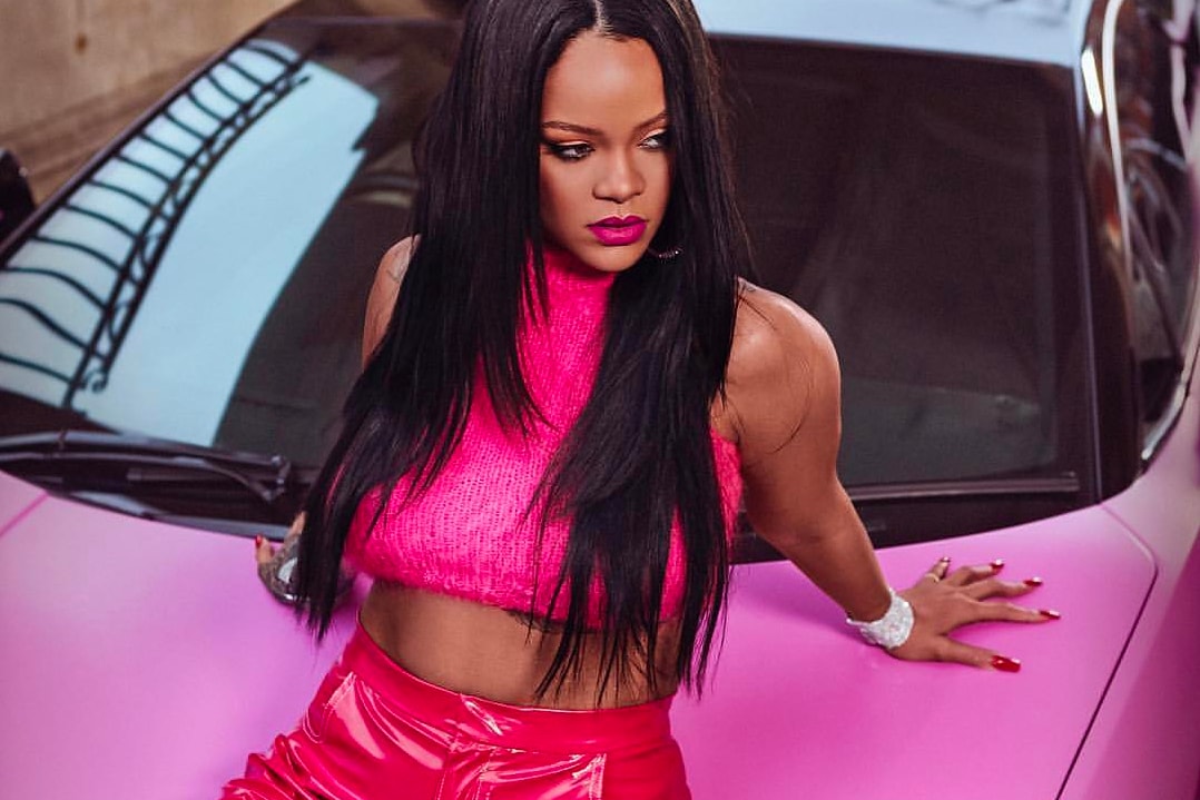 Fenty Beauty Rihanna Stunna Lip Paint Unlocked Hot Pink 2019 car crop top leather latex pants lipstick makeup cosmetics