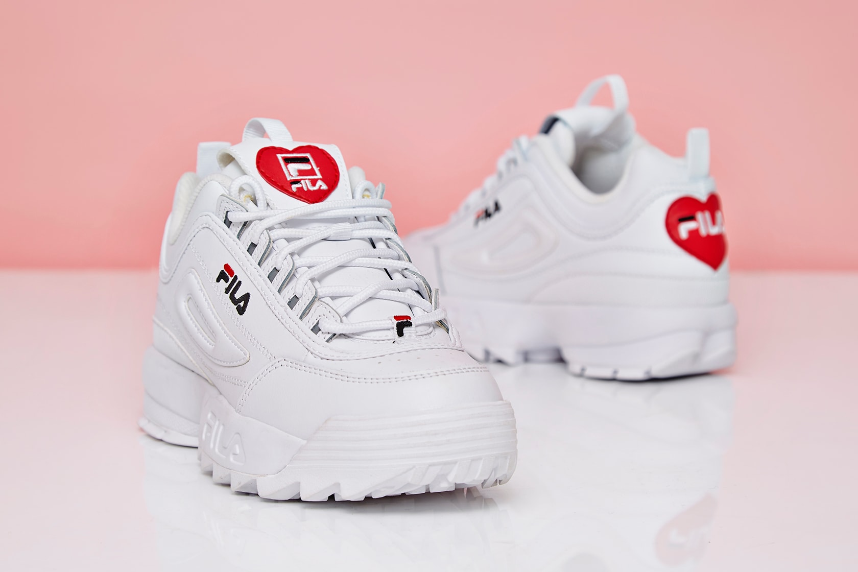 FILA Disruptor Heart Valentine's Day Sneakers Trainers OFFICE