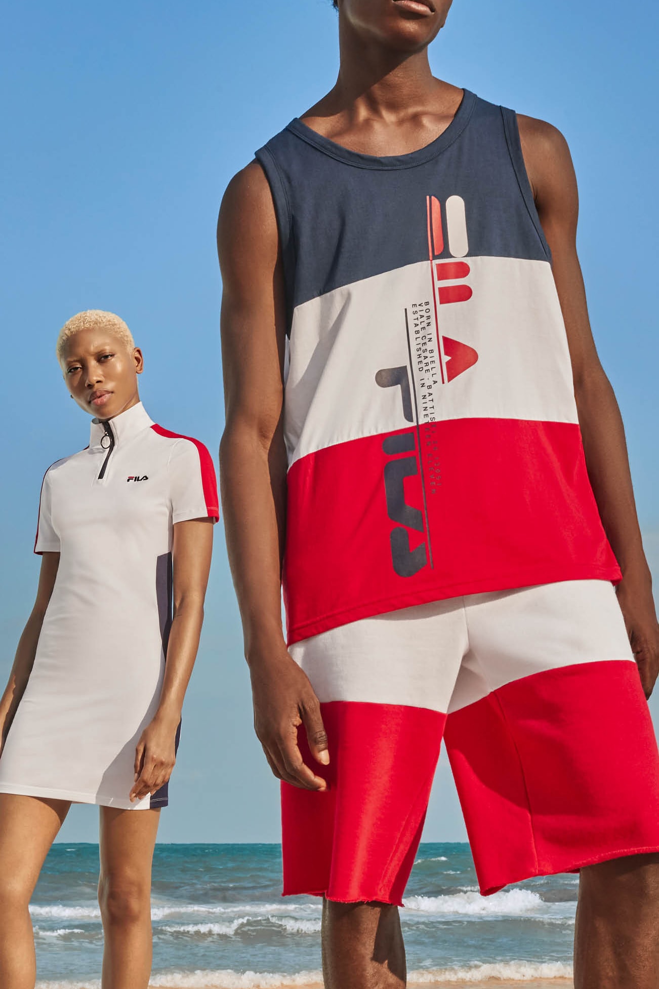 FILA Spring Summer 2019 Collection Lookbook Dress White Top Shorts Red Navy