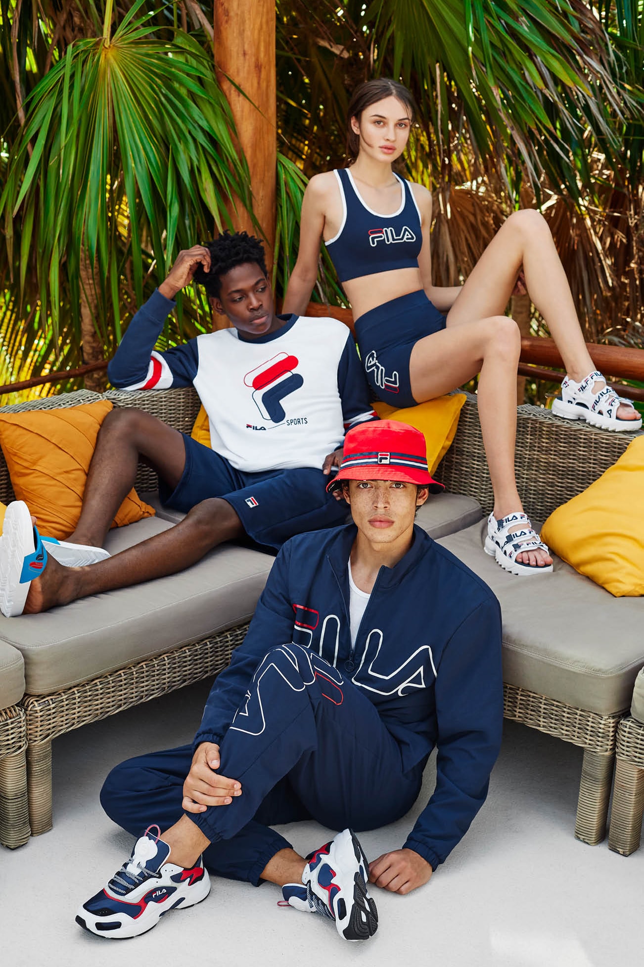 FILA Spring Summer 2019 Collection Lookbook Sports Bra Shorts Jacket Navy