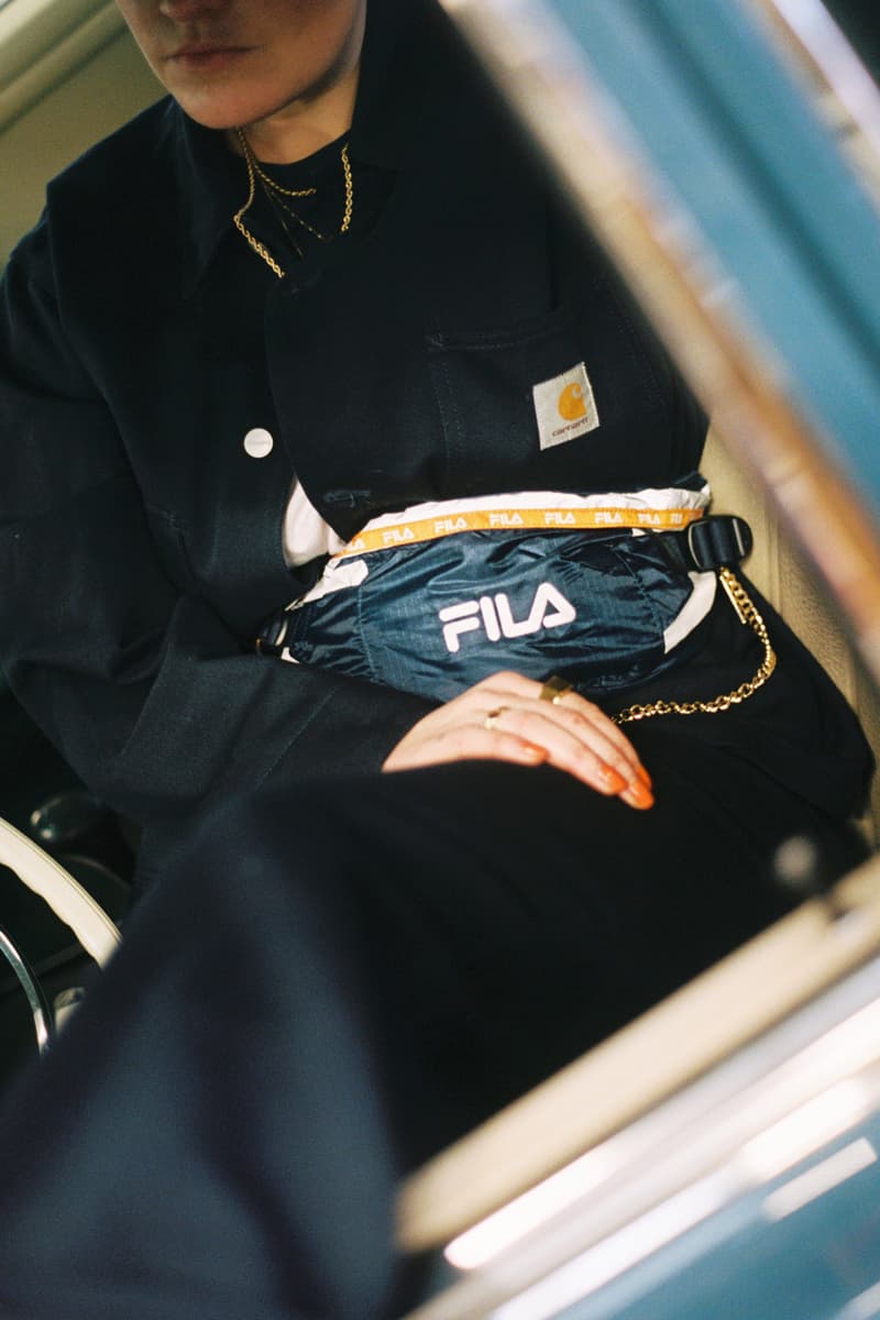 Girl on Kicks FILA DSTR97 Editorial Top Pants Black Fanny Pack Yellow