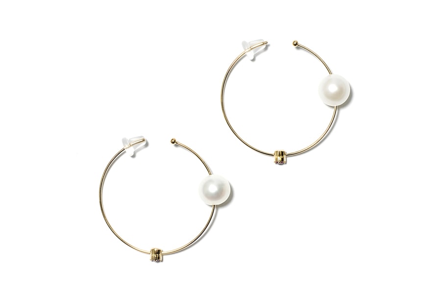 John Elliott x M.A.R.S Jewelry Collection Pearl Ruby Hoop Earrings Gold