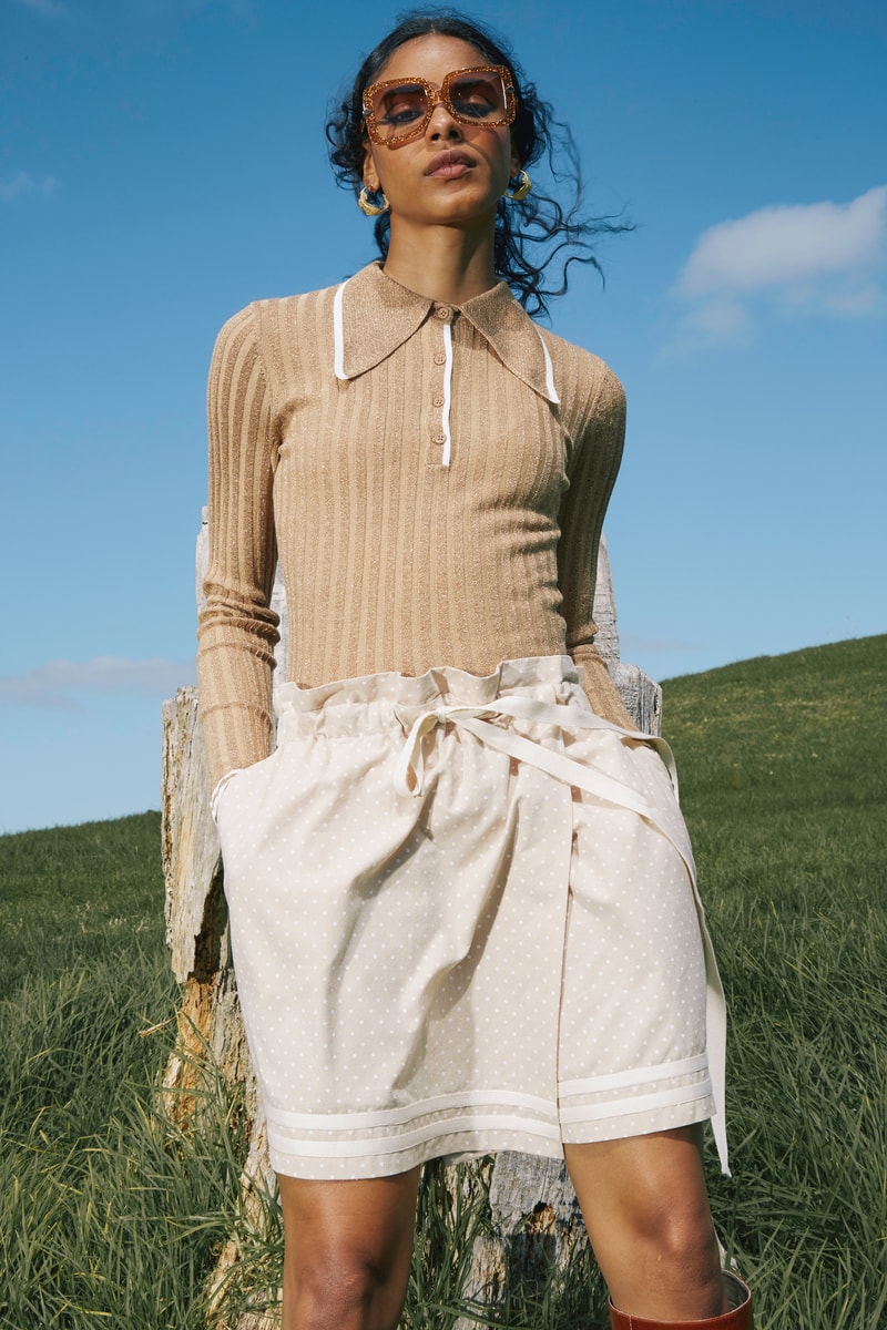 Karen Walker Fall Winter 2019 Lookbook Top Shorts Tan