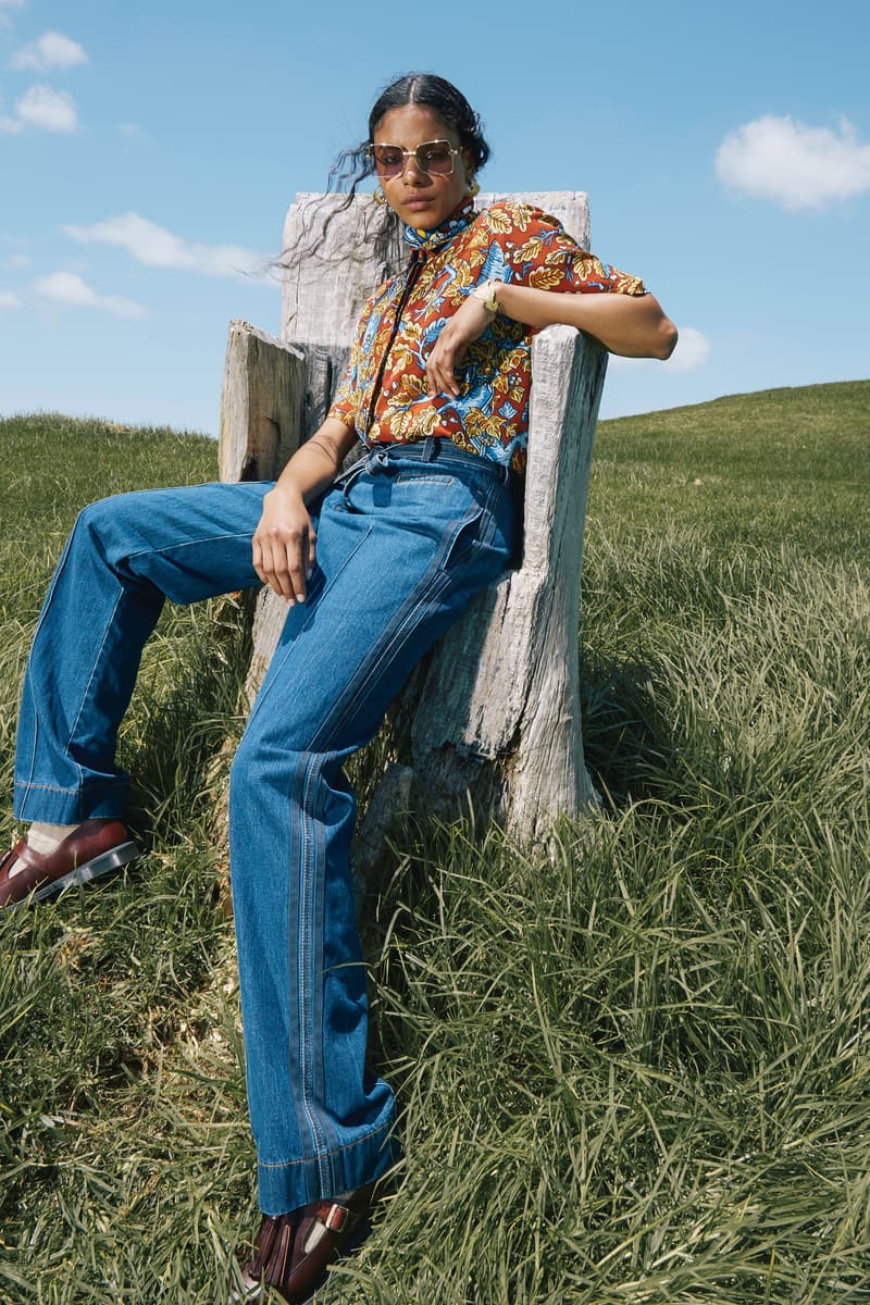 Karen Walker Fall Winter 2019 Lookbook Shirt Brown Pants Blue