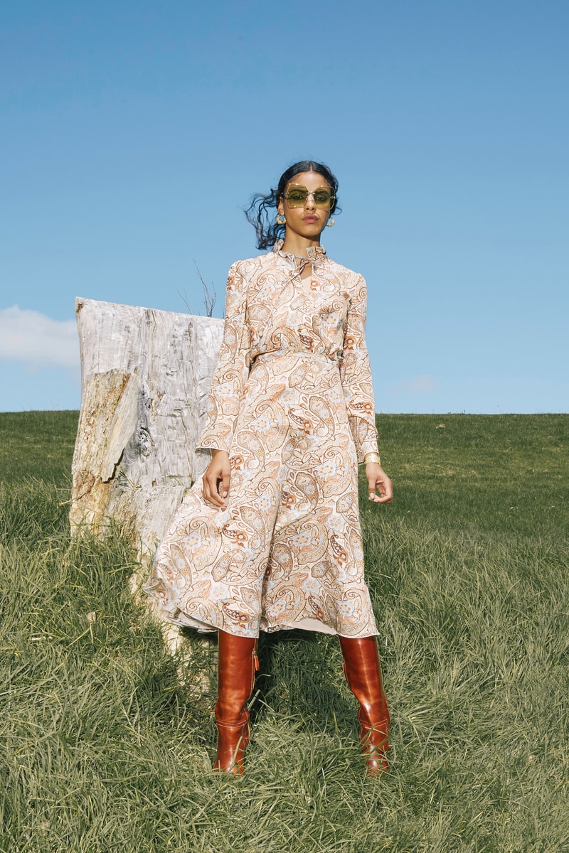 Karen Walker Fall Winter 2019 Lookbook Dress Tan Boots Brown