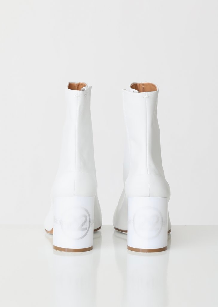 Maison Margiela White Tabi Boots Hologram Heels Numbers Logo La Garçonne 2019 Boot