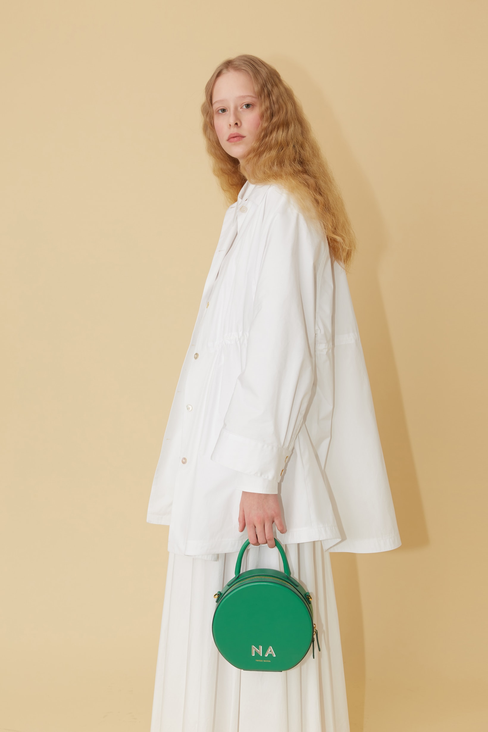 Mansur Gavriel Spring Summer 2019 Lookbook Jacket Skirt White Bag Green
