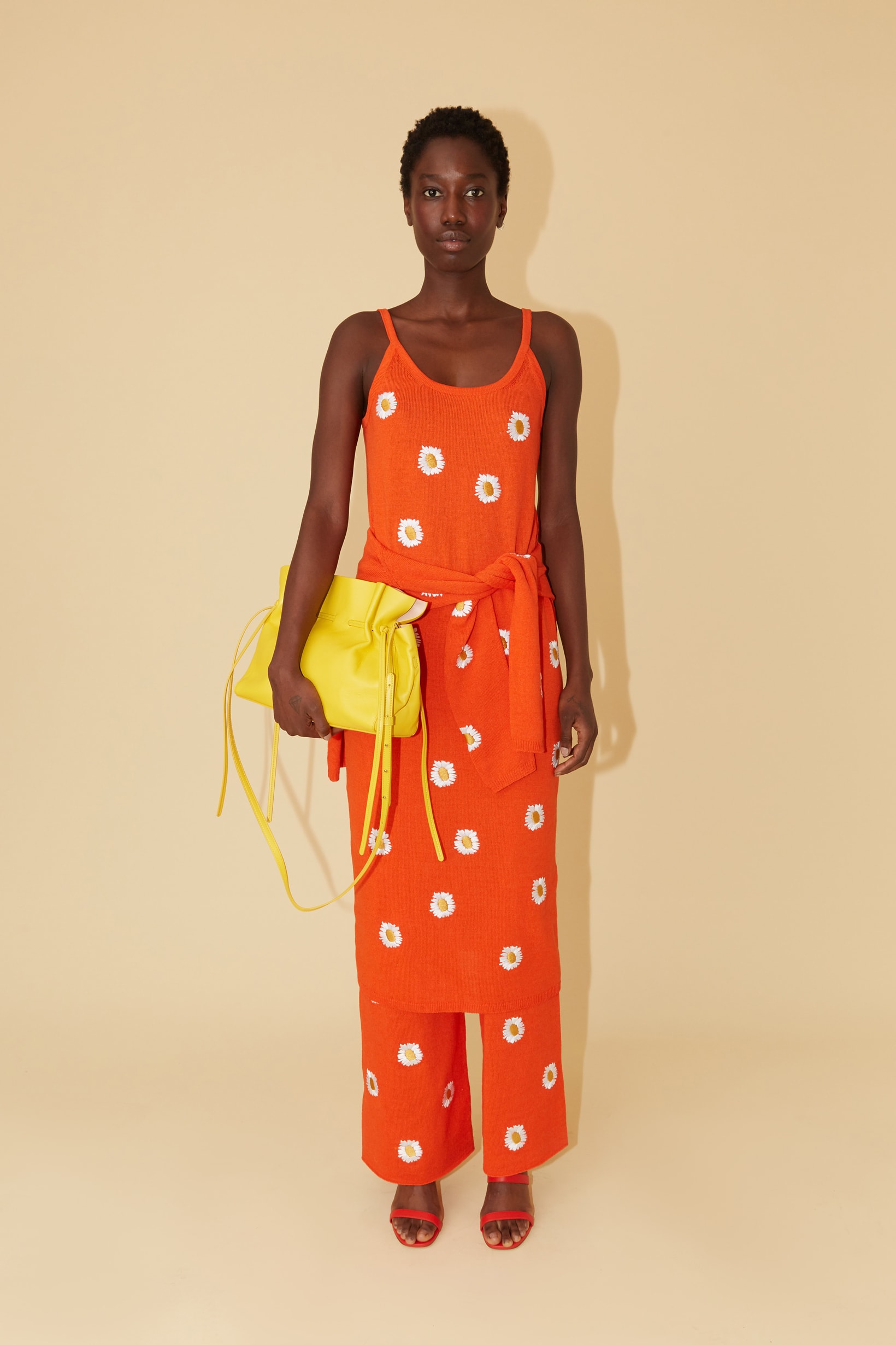 Mansur Gavriel Spring Summer 2019 Lookbook Dress Pants Orange Bag Yellow