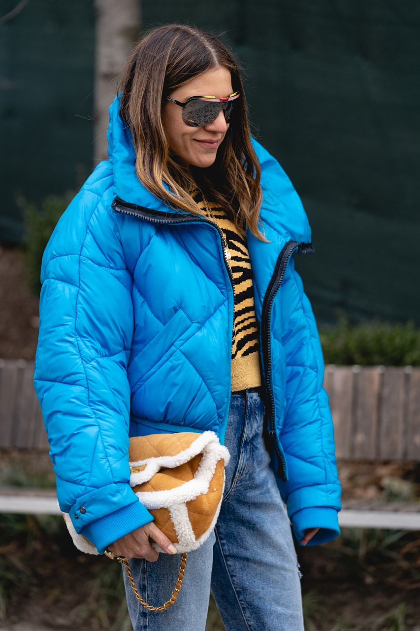 New York Fashion Week Fall Winter 2019 Street Style Snaps Bubble Coat Blue
