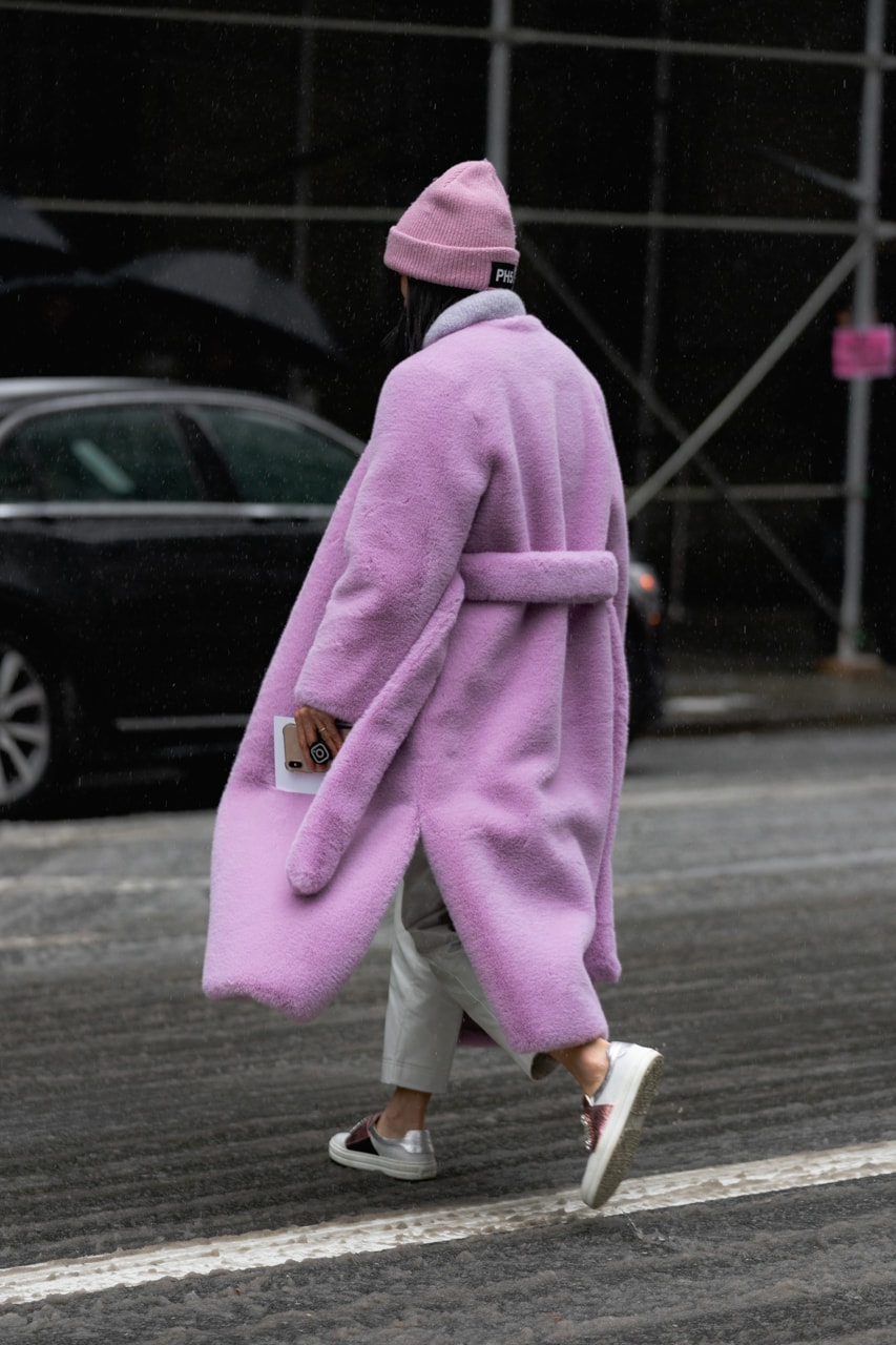 New York Fashion Week Fall Winter 2019 Street Style Snaps Coat Purple