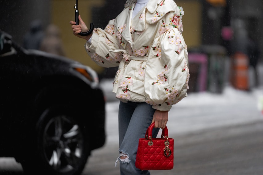 New York Fashion Week Fall Winter 2019 Street Style Snaps Coat White Dior Lady Bag Red