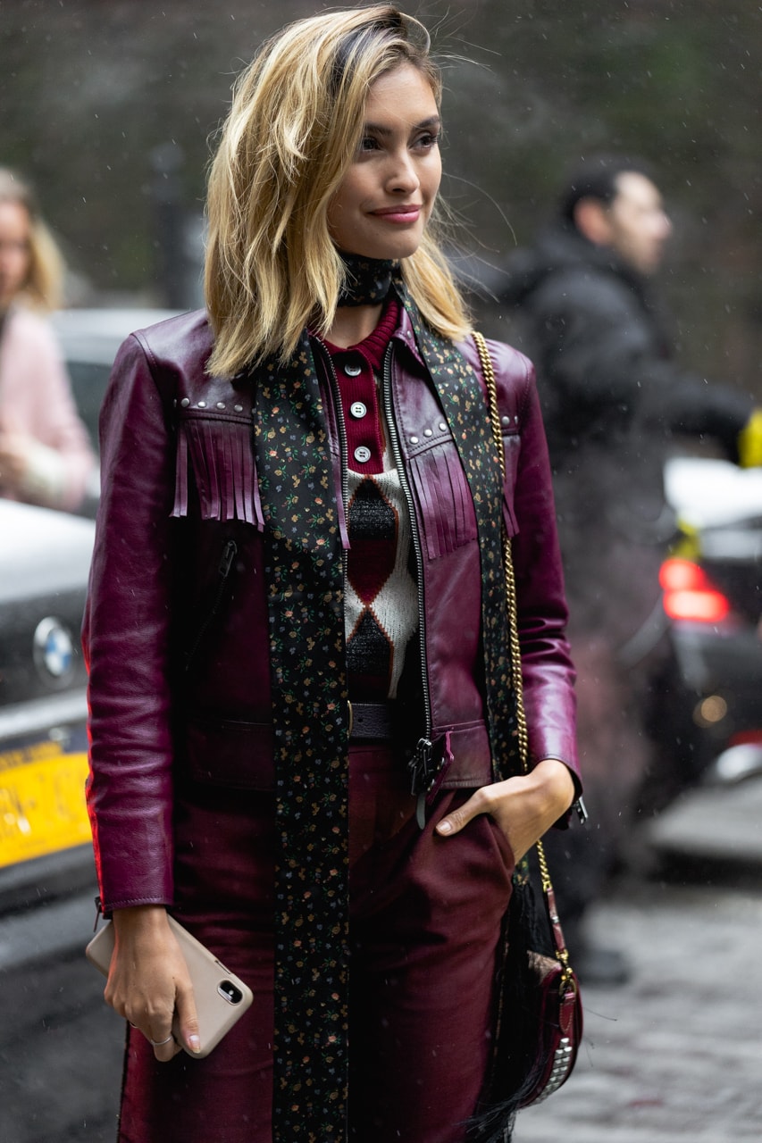 New York Fashion Week Fall Winter 2019 Street Style Snaps Jacket Purple Black