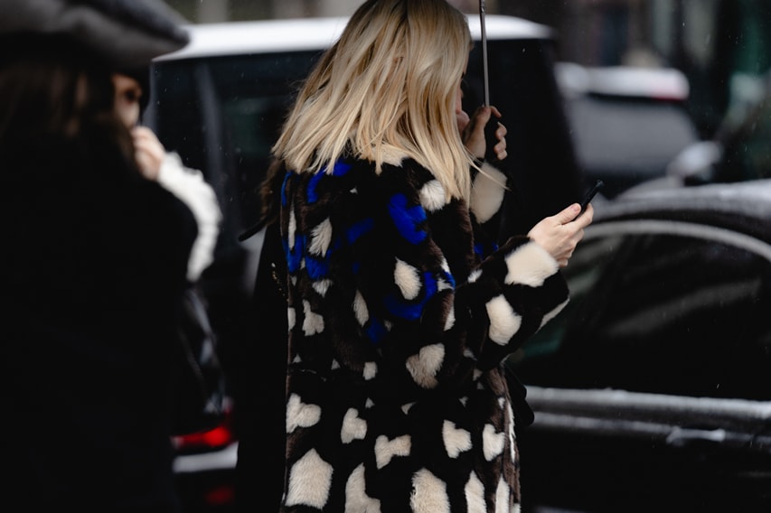 New York Fashion Week Fall Winter 2019 Street Style Snaps Coat Blue Black Cream