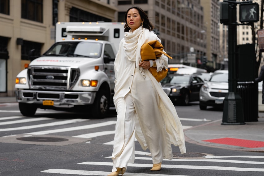 New York Fashion Week Fall Winter 2019 Street Style Snaps Aimee Song Top Pants Cream