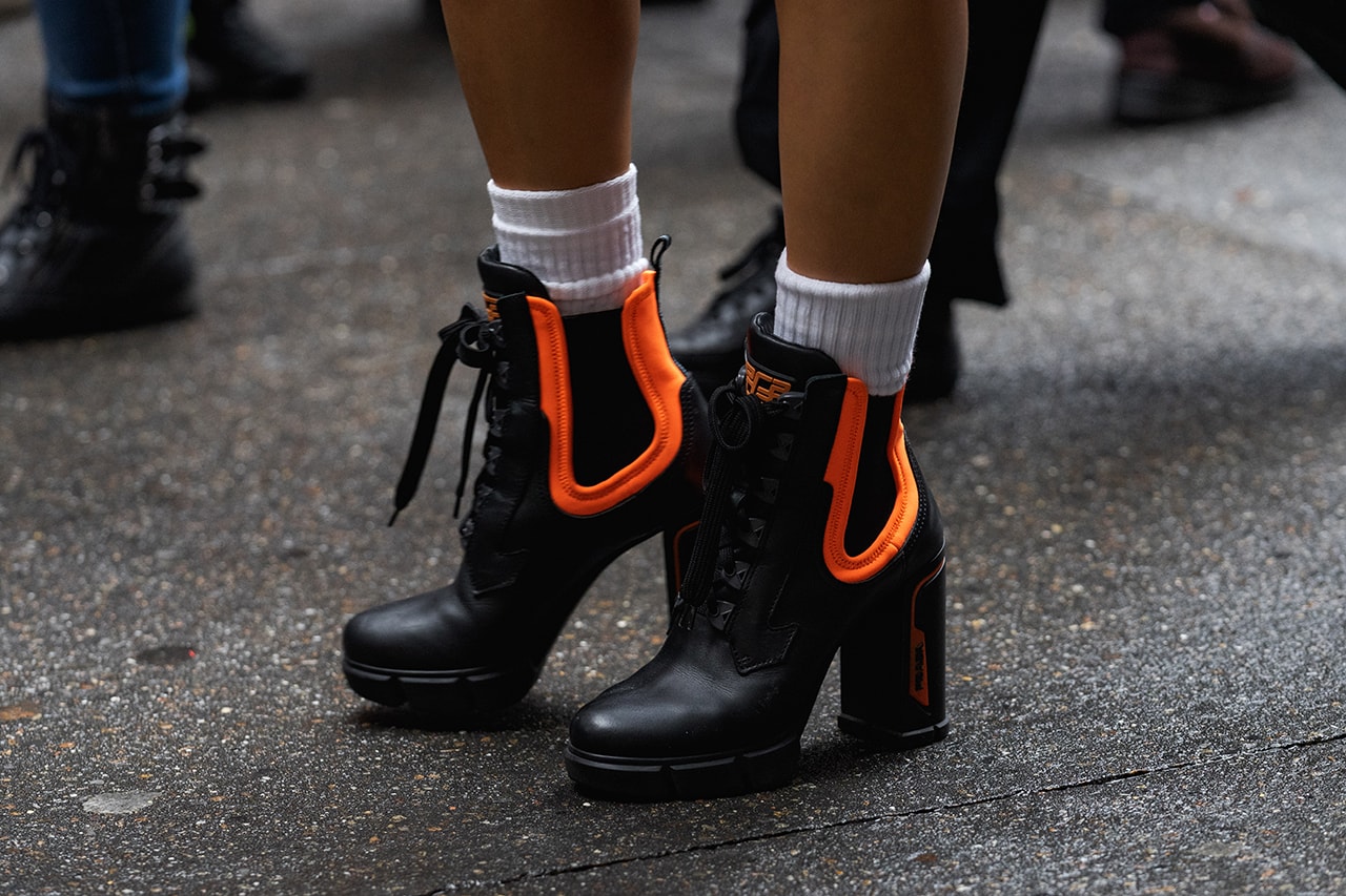 new york fashion week nyfw fall winter 2019 fw19 street style bloggers influencers prada orange black boots