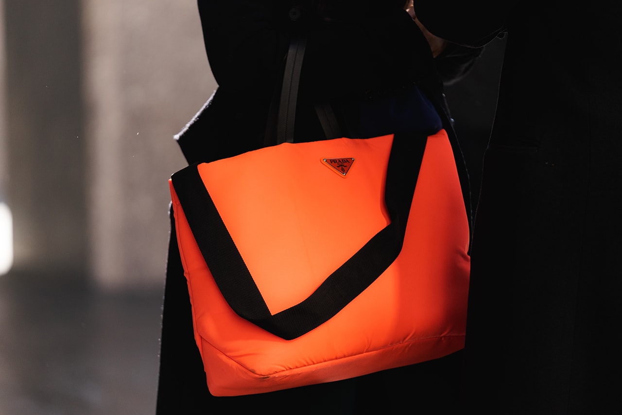 new york fashion week nyfw fall winter 2019 fw19 street style prada orange neon bag