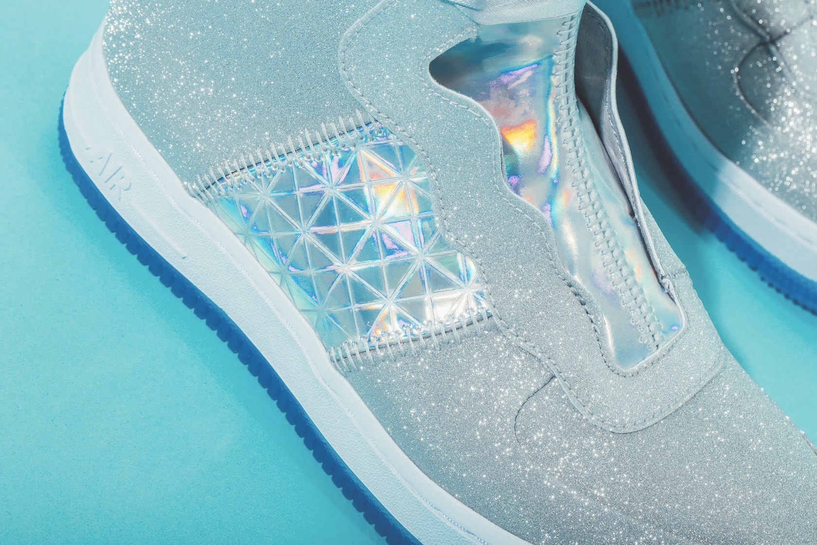 Nike Air Force 1 REBEL XX Silver Glitter Release Sneaker Shoe Footwear Trainer Sparkly Statement Streetwear
