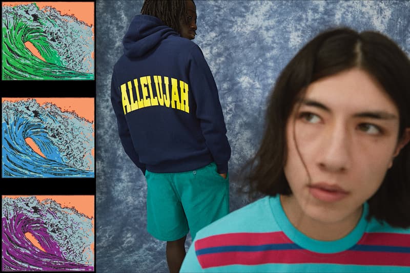 NOAH Spring Summer 2019 Lookbook Hoodie Navy T-shirt Teal Pink