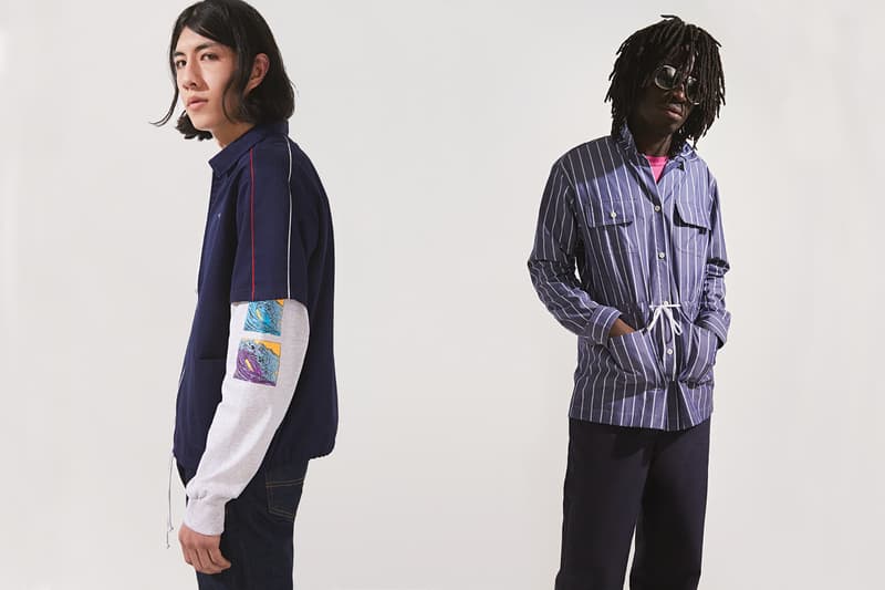 NOAH Spring Summer 2019 Lookbook T-shirt Navy Collared Shirt Blue