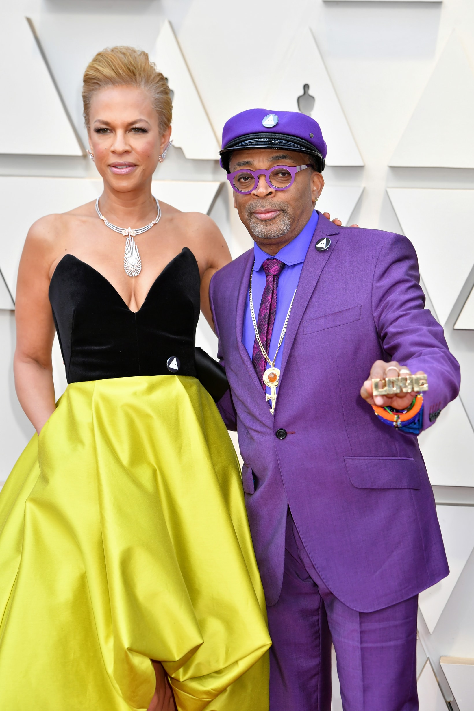 2019 Oscars Red Carpet Spike Ozwald Boateng Suit Purple Tonya Lewis Lee Dress Black Yellow