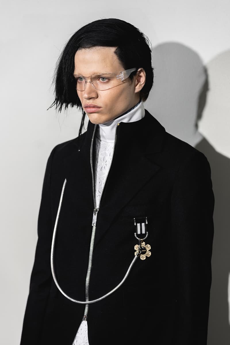 Palm Angels Fall Winter 2019 FW19 NYFW New York Fashion Week Runway Show Backstage Men Black Jacket Chain Silver
