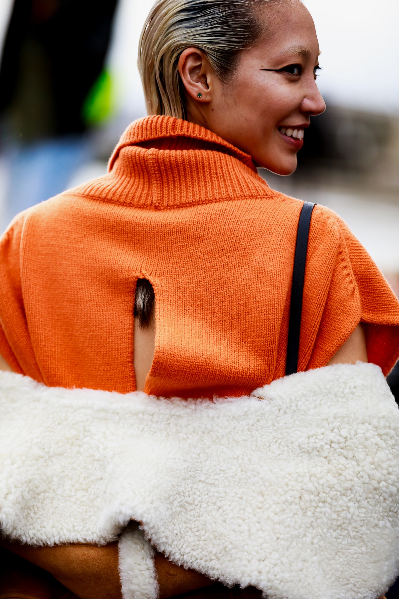 Paris Fashion Week Street Style Fall Winter 2019 Soo Joo Park Sweater Orange