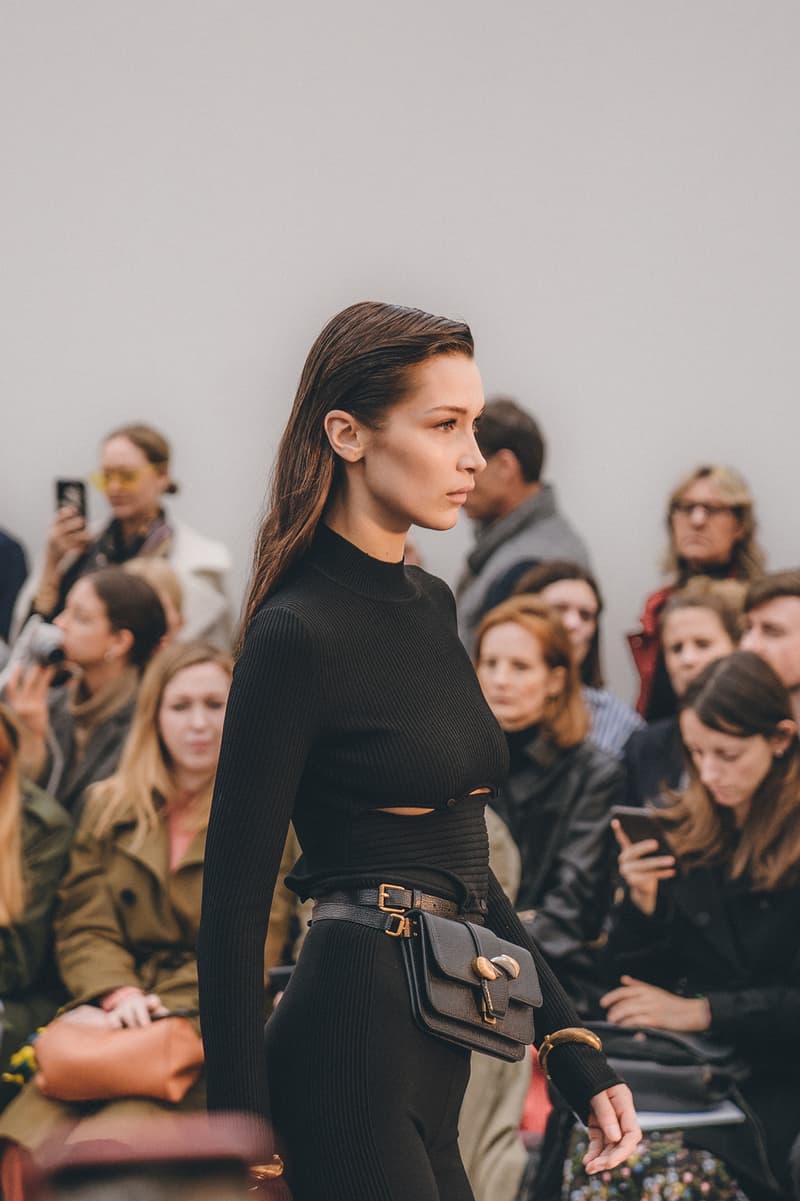 roberto cavalli fall winter 2019 fw19 runway show milan fashion week bella hadid black dress