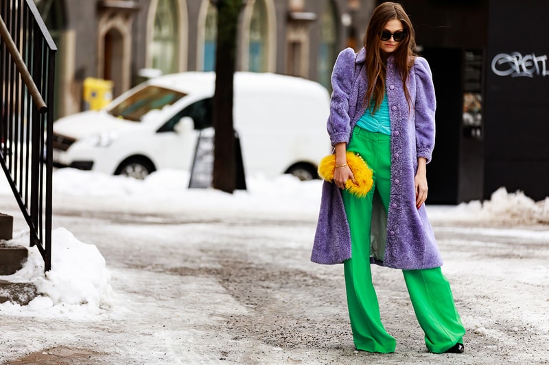 stockholm fashion week street style blogger influencer colorblock fur