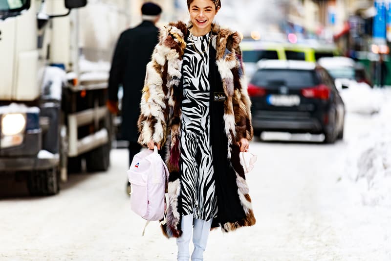 stockholm fashion week street style blogger influencer fur coat zebra print hair clips