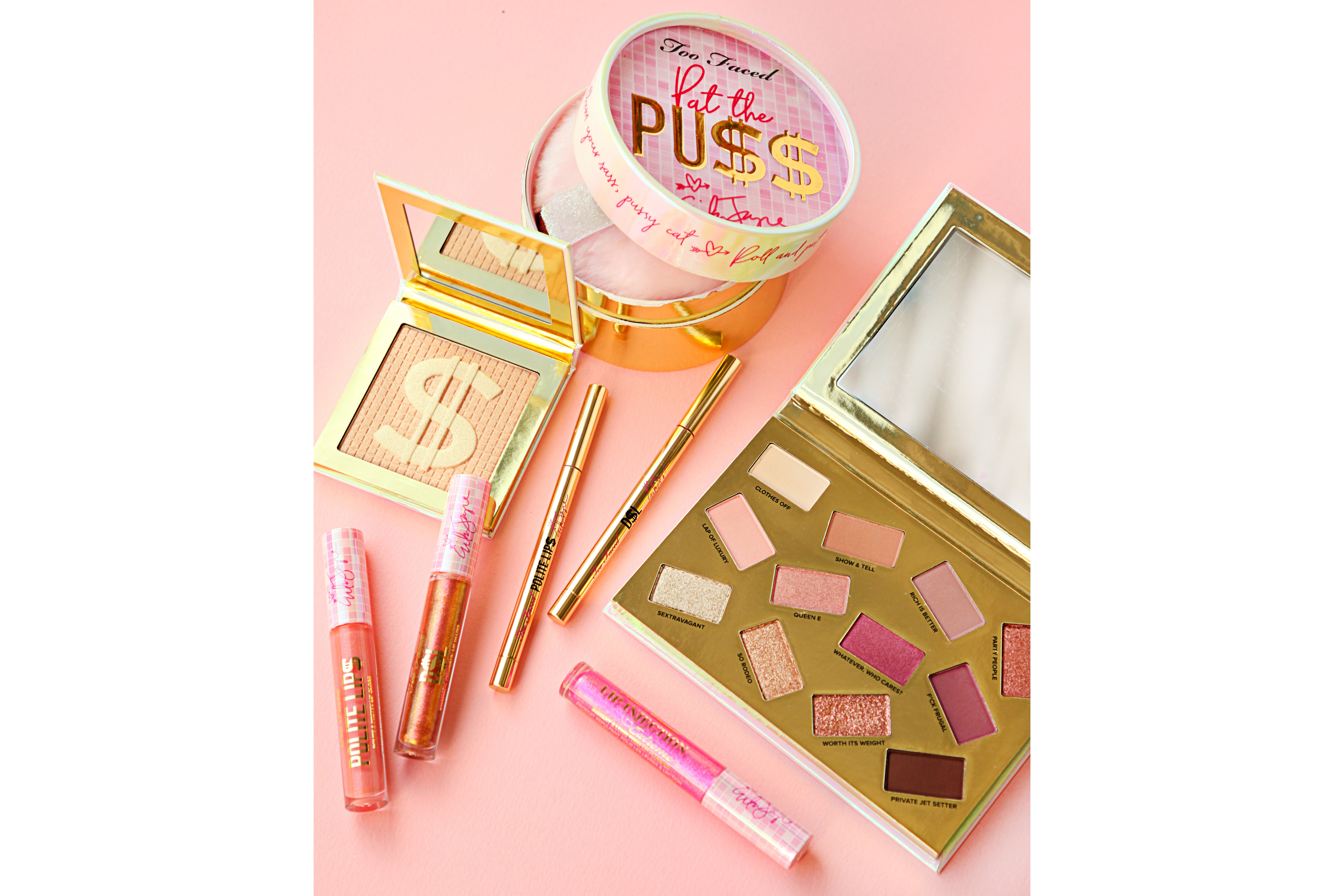 Too Faced "Pretty Mess" Makeup Collection Erika Jayne Real Housewives of Beverly Hills Beauty Range Cosmetics Lip Plumper Lip Injection Eyeshadow Palette Release