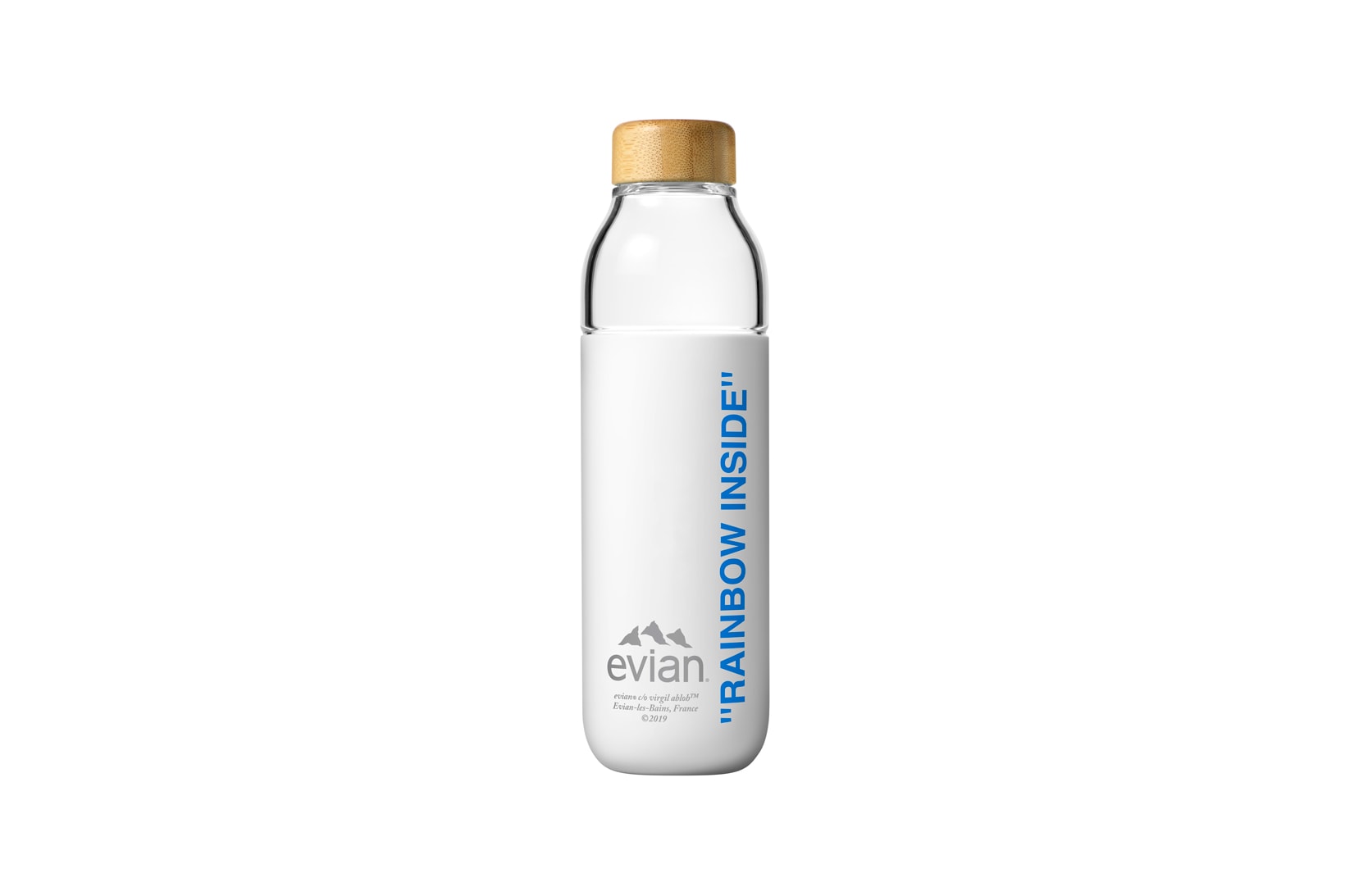 Evian by Virgil Abloh One Drop Can Make a Rainbow Capsule Collection Soma Water Bottle Light Blue
