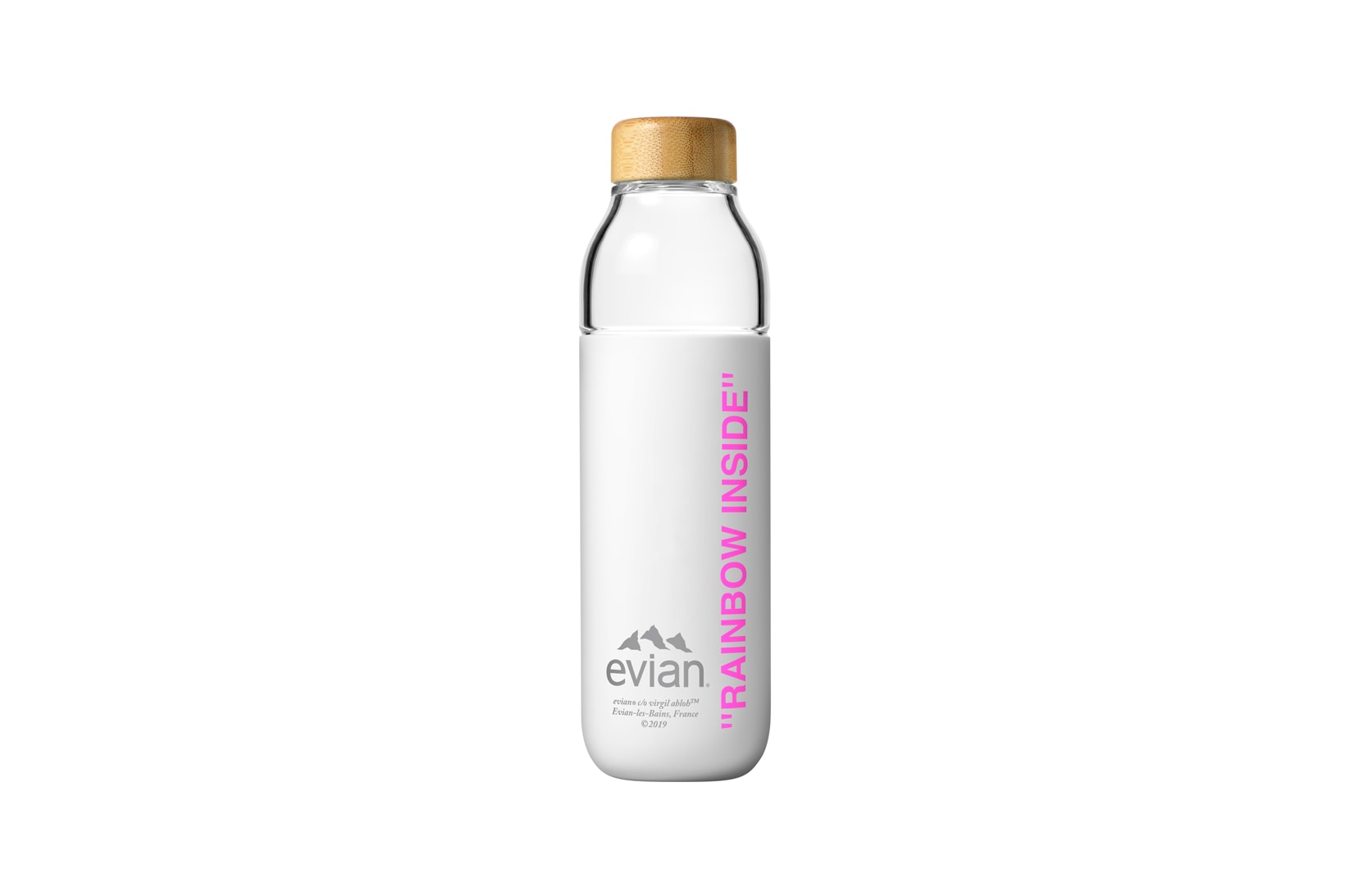 Evian by Virgil Abloh One Drop Can Make a Rainbow Capsule Collection Soma Water Bottle Pink