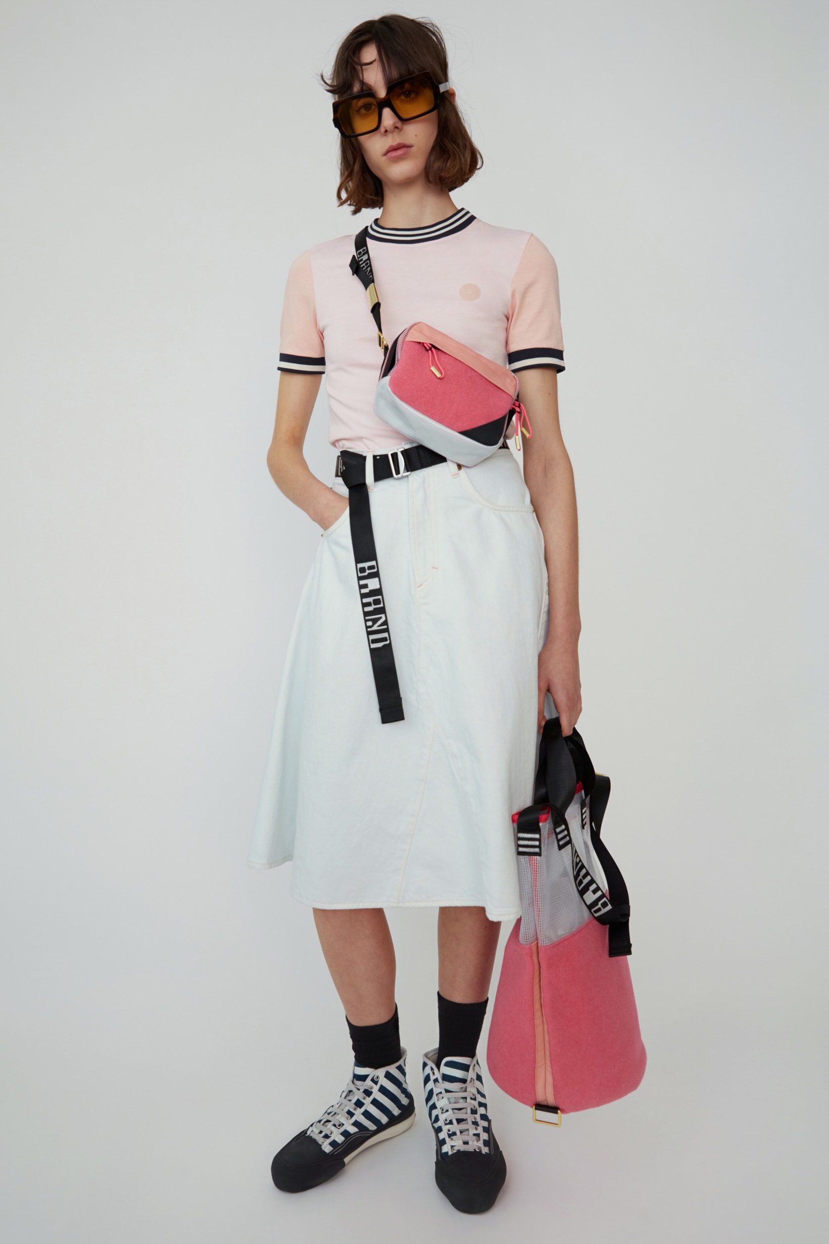 Acne Studios Spring Summer 2019 Denim Collection Shirt Pink Skirt Blue