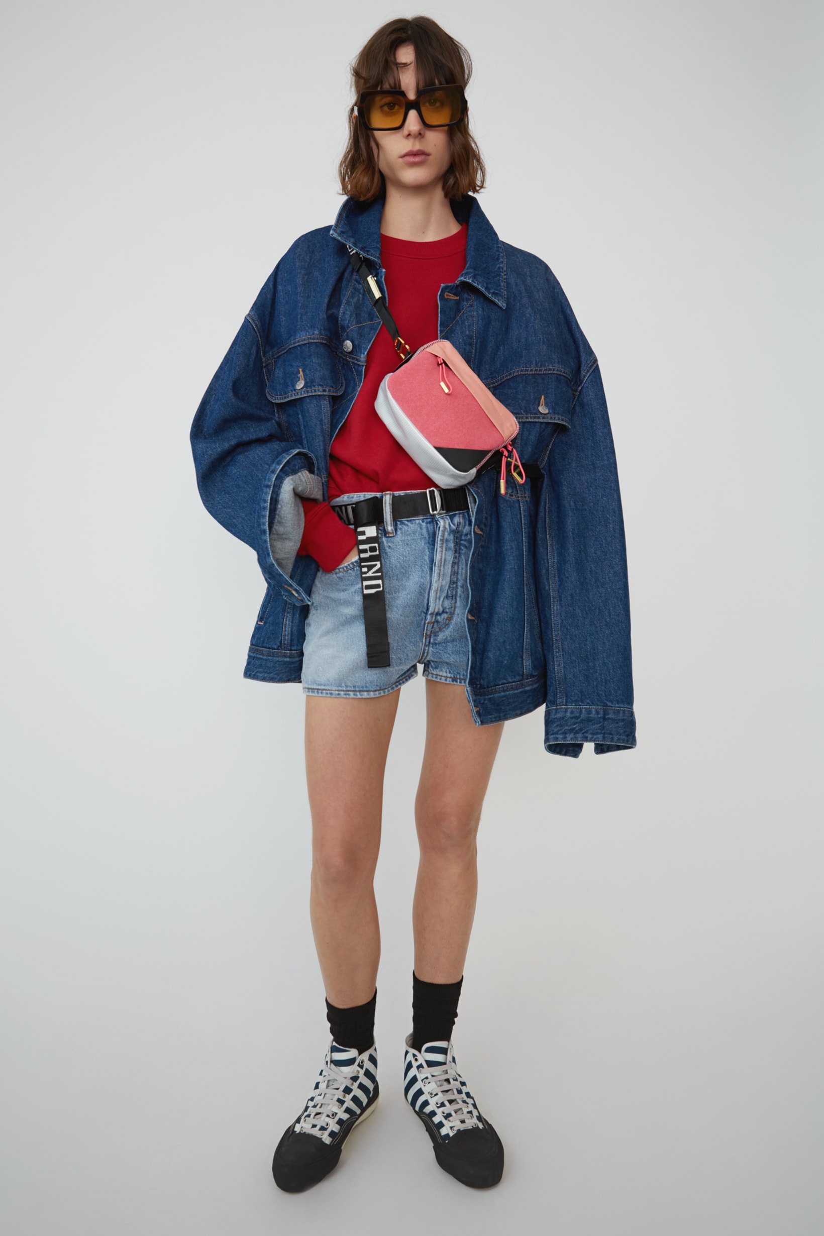 Acne Studios Spring Summer 2019 Denim Collection Jacket Shorts Blue Shirt Red