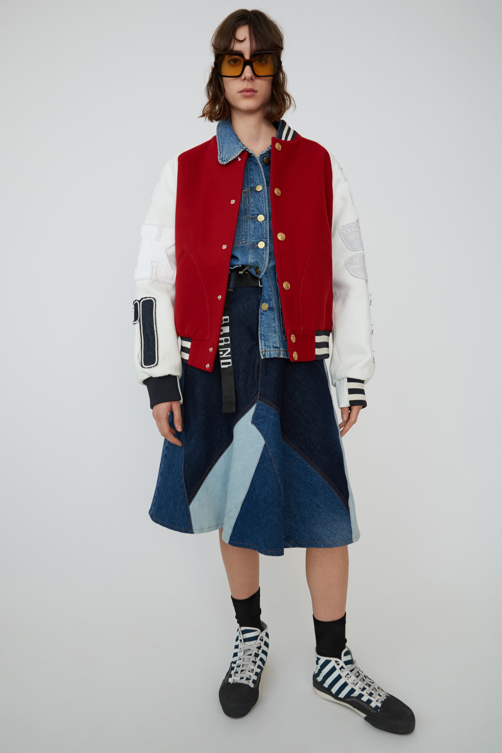Acne Studios Spring Summer 2019 Denim Collection Bomber Jacket Red Skirt Blue