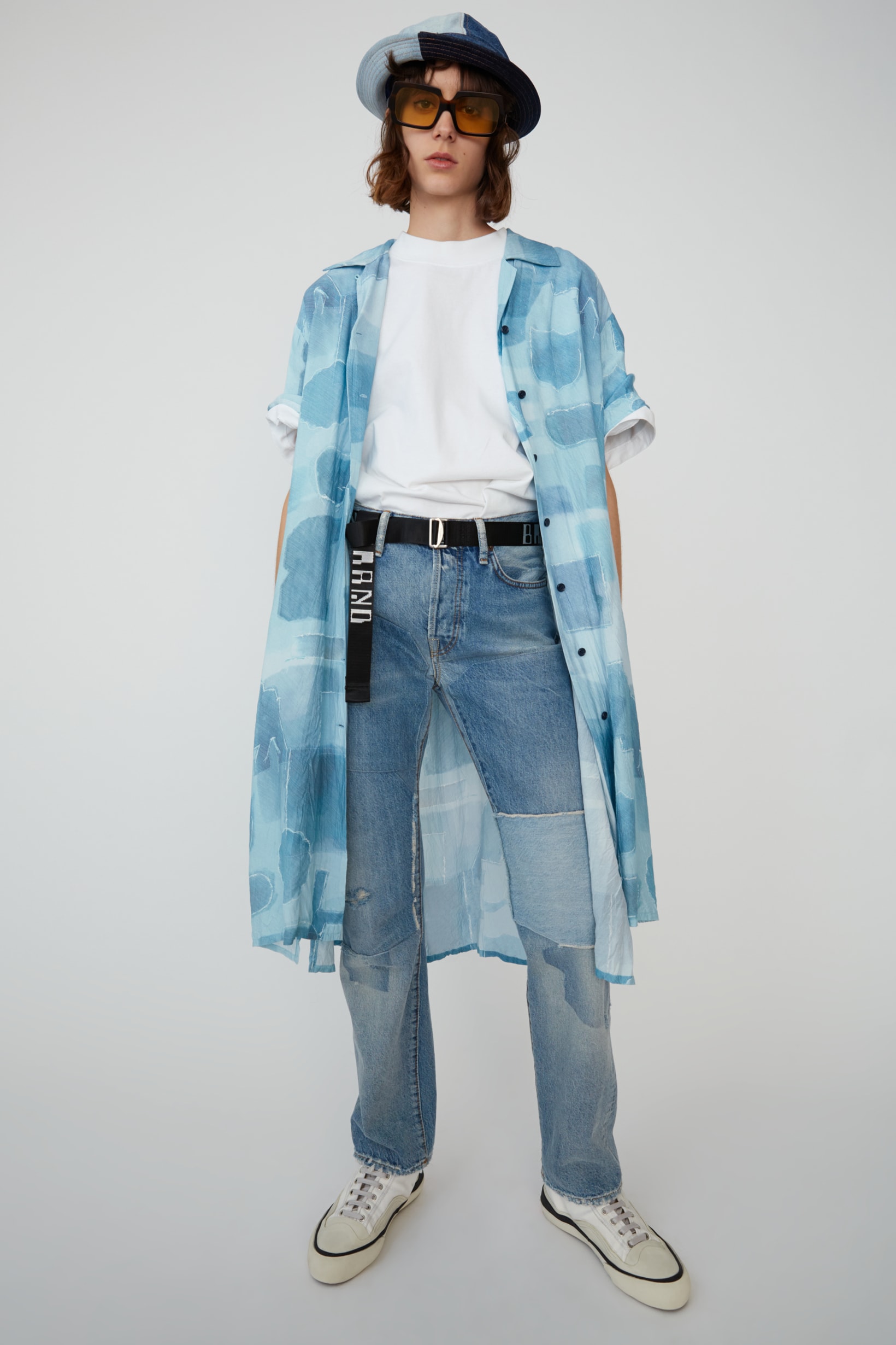 Acne Studios Spring Summer 2019 Denim Collection Shirt Jeans Hat Blue T-shirt White