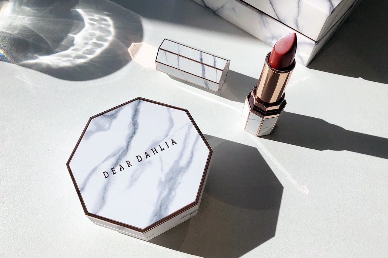 Dear Dahlia Marble Packaging Korean Beauty Brand Makeup Cosmetics Lipstick Foundation Cushion Compact Design Minimalist