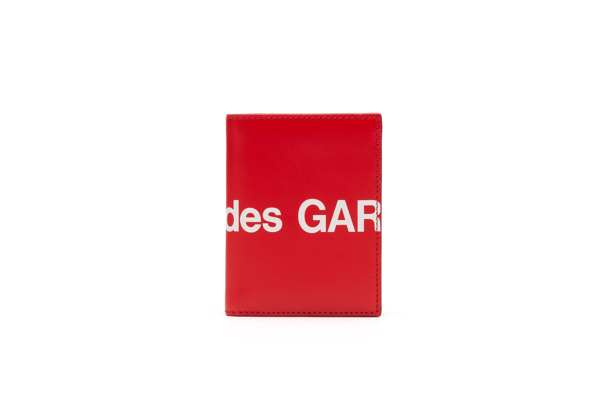 COMME des GARÇONS Red and Black Logo Wallets White Big Print Coin Pouch