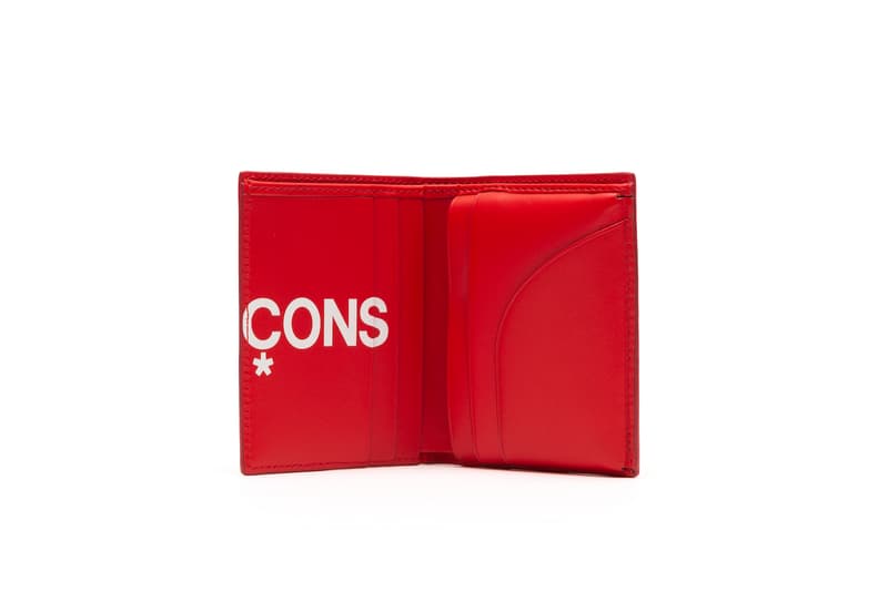 COMME des GARÇONS Red and Black Logo Wallets White Big Print Coin Pouch