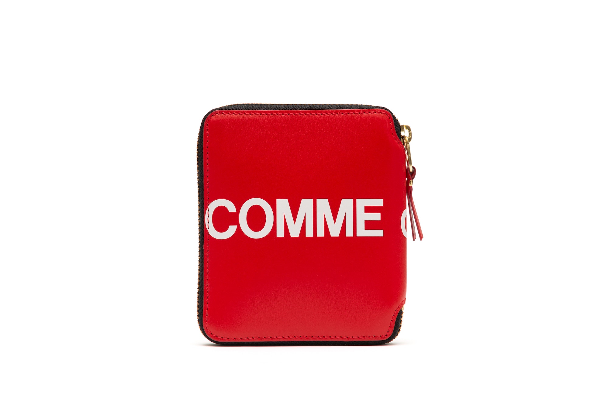 COMME des GARÇONS Red and Black Logo Wallets White Big Print Coin Pouch