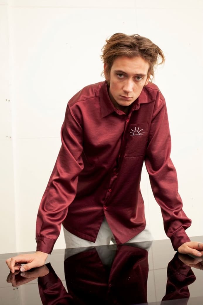 EXO Baekhyun Prive Drop Silk Shirt Maroon