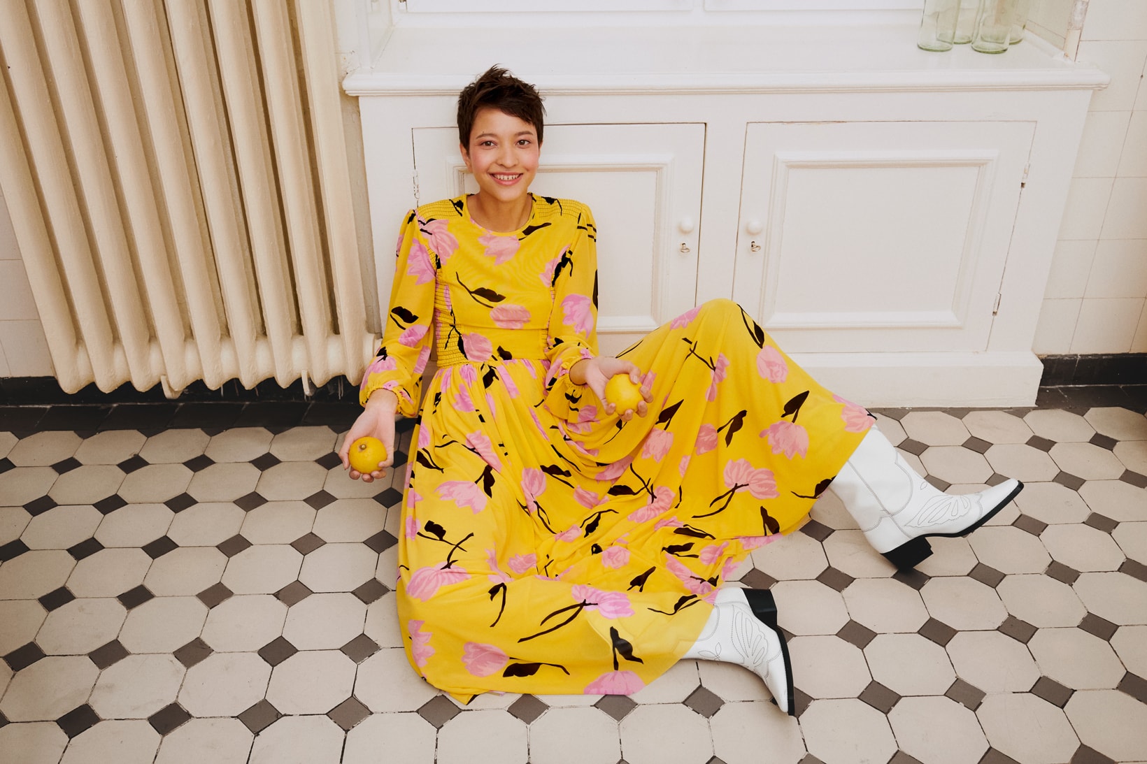 GANNI x mytheresa.com Spring Summer 2019 Capsule Collection Floral Dress Yellow