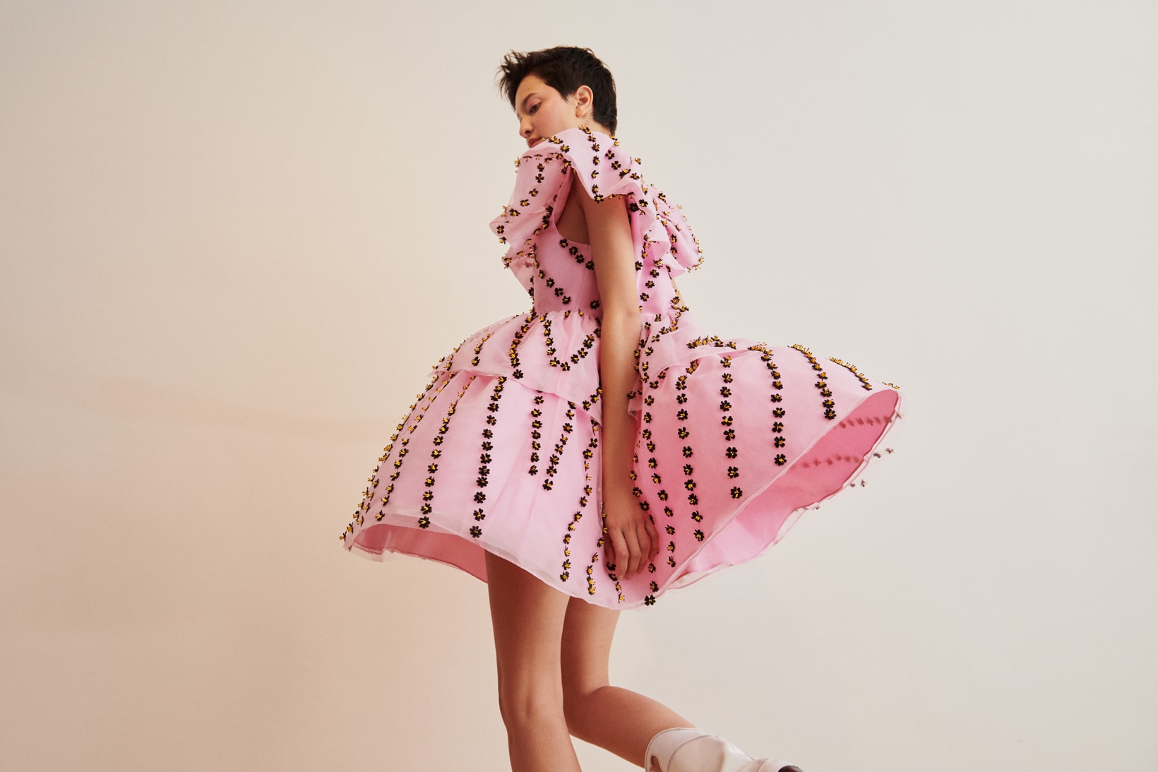 GANNI x mytheresa.com Spring Summer 2019 Capsule Collection Beaded Dress Pink