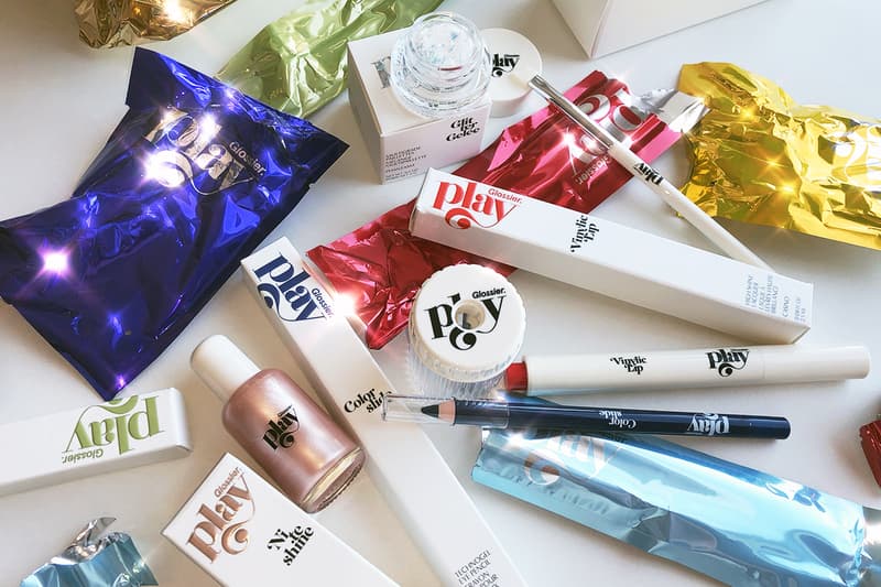 Glossier Play Makeup Products Colorslide technogel eye pencil Vinylic Lip high shine lacquer Niteshine highlighter concentrate Glitter Gelée multigrade paillettes emily weiss beauty cosmetics packaging branding group